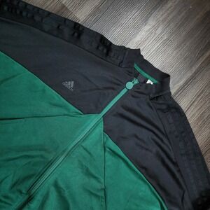 Adidas Women's Large Track Jacket  Green Black Colorblock Full Zip 2023